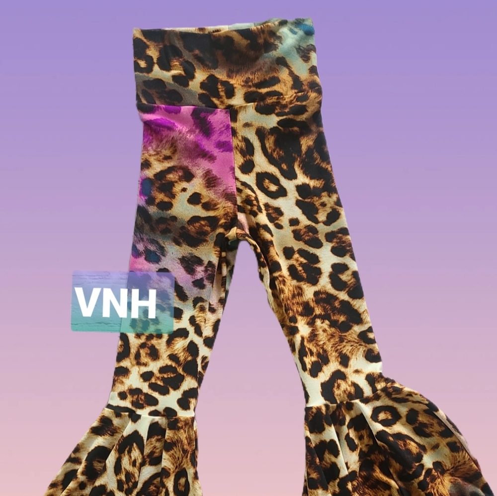 Mixed print bell bottoms